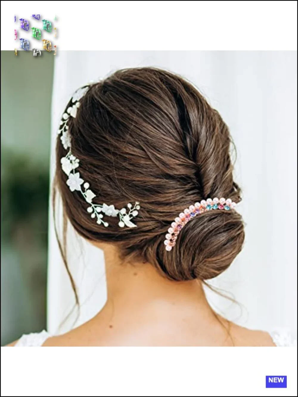 4 Pearl Rhinestones Butterfly Hair Fork Clips for Updo Buns French Twist
